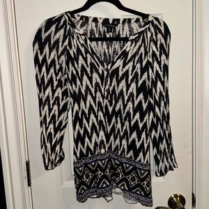 Chico's Black and White Zigzag Blouse